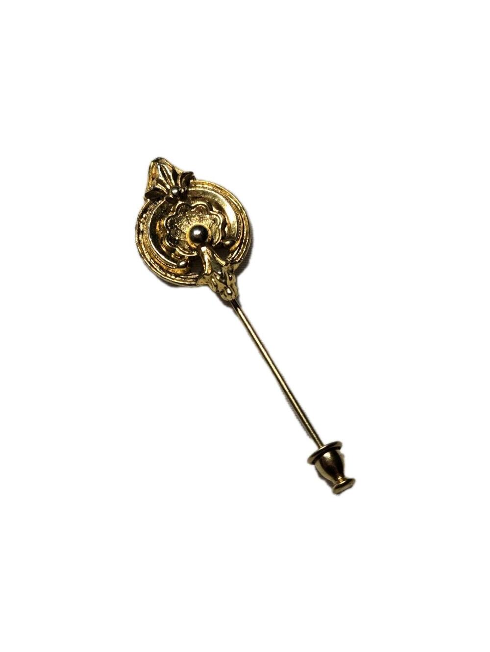 Vintage ART Gold Tone Ornate Stick Pin Brooch Victorian Style EUC
